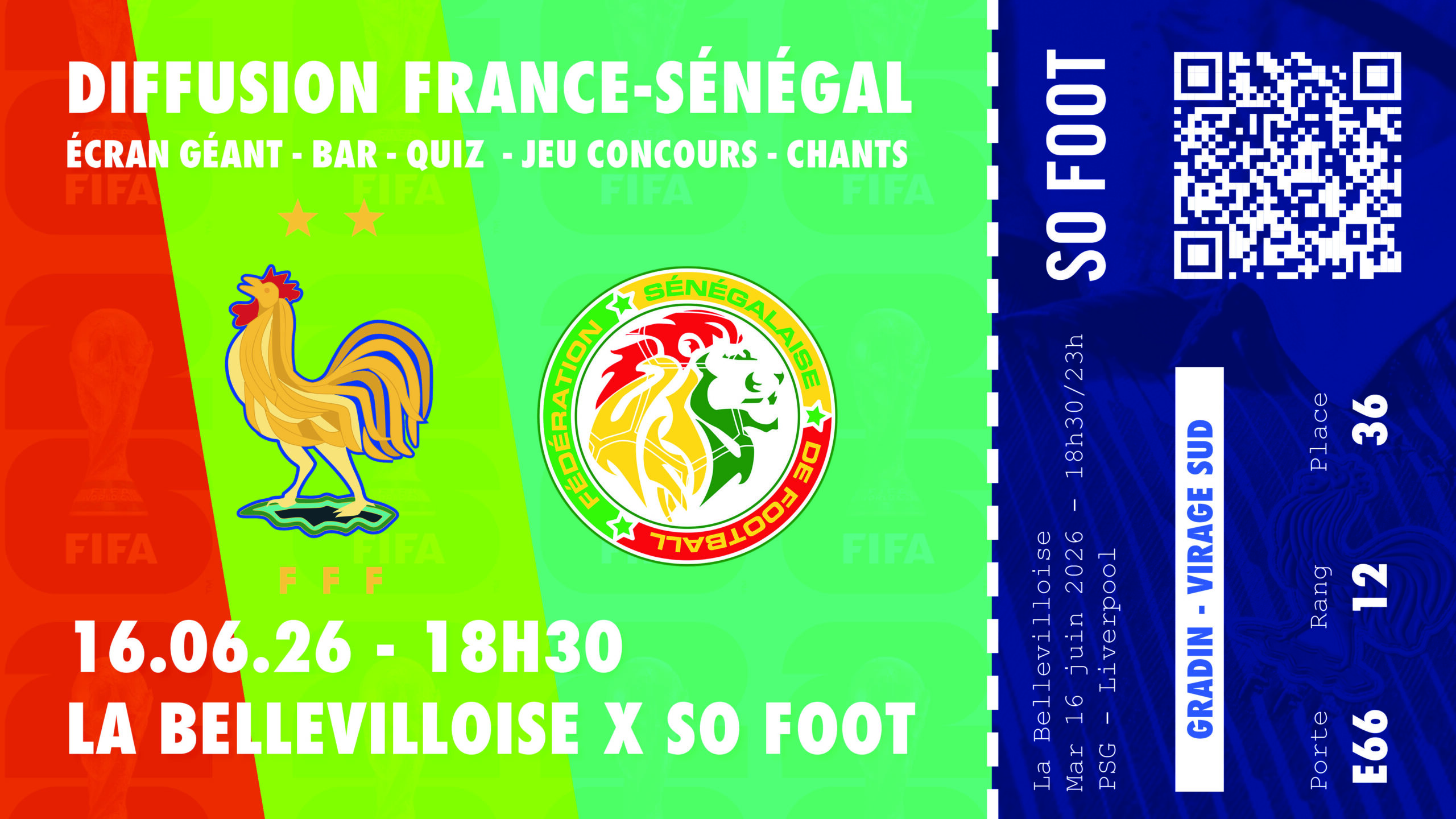 Événement : soirée de projection So Foot pour France - Sénégal à la Coupe du Monde à partir de 18h30