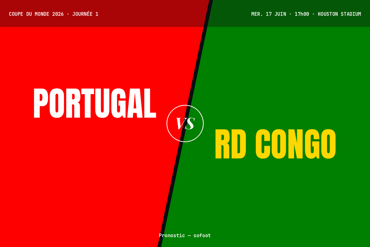 Pronostic Portugal RD Congo : analyse, cotes et prono Coupe du Monde