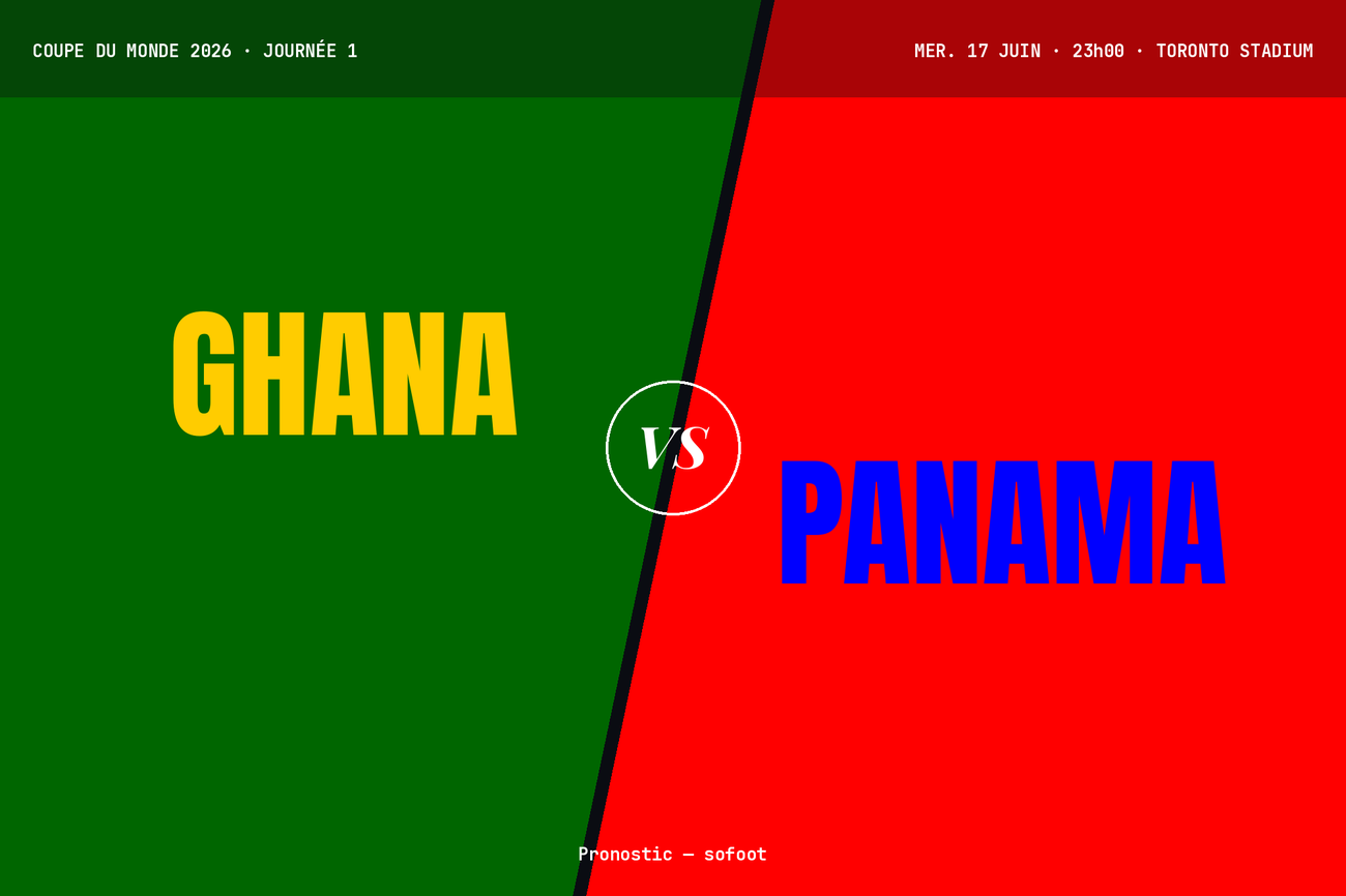 Pronostic Ghana Panama : analyse, cotes et prono Coupe du monde 2026