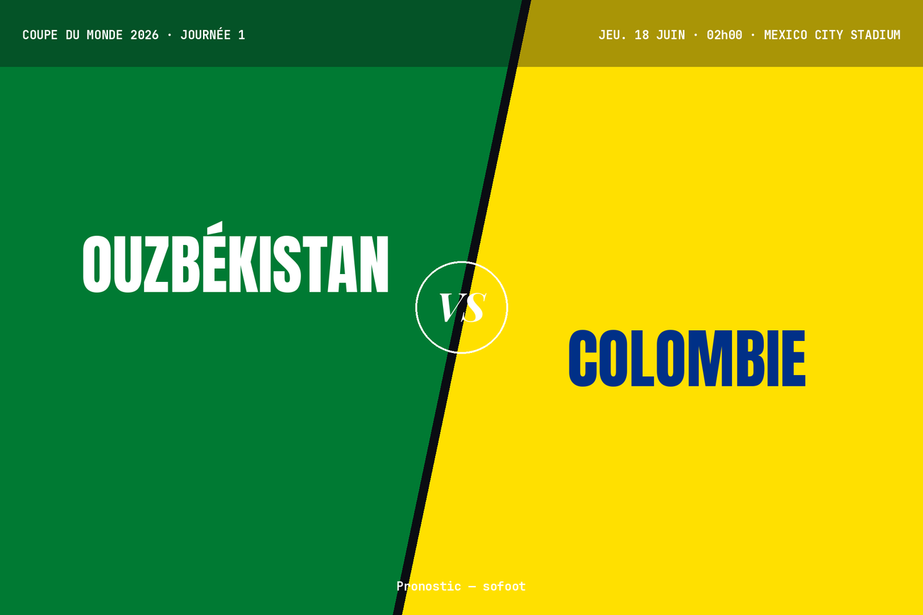 Pronostic Ouzbékistan Colombie : analyse, cotes et prono Coupe du Monde