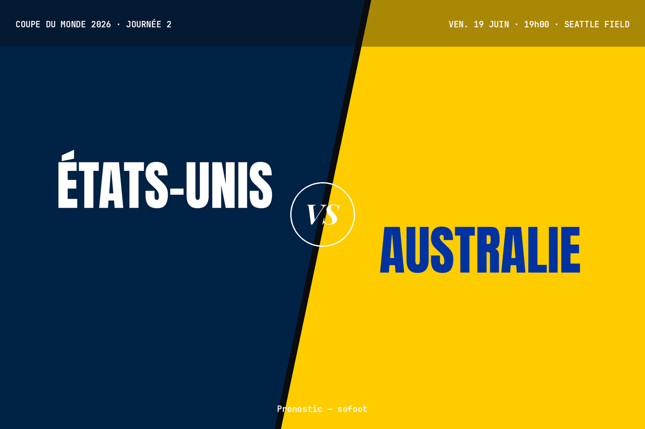 Pronostic États-Unis Australie : analyse, cotes et prono Coupe du monde 2026