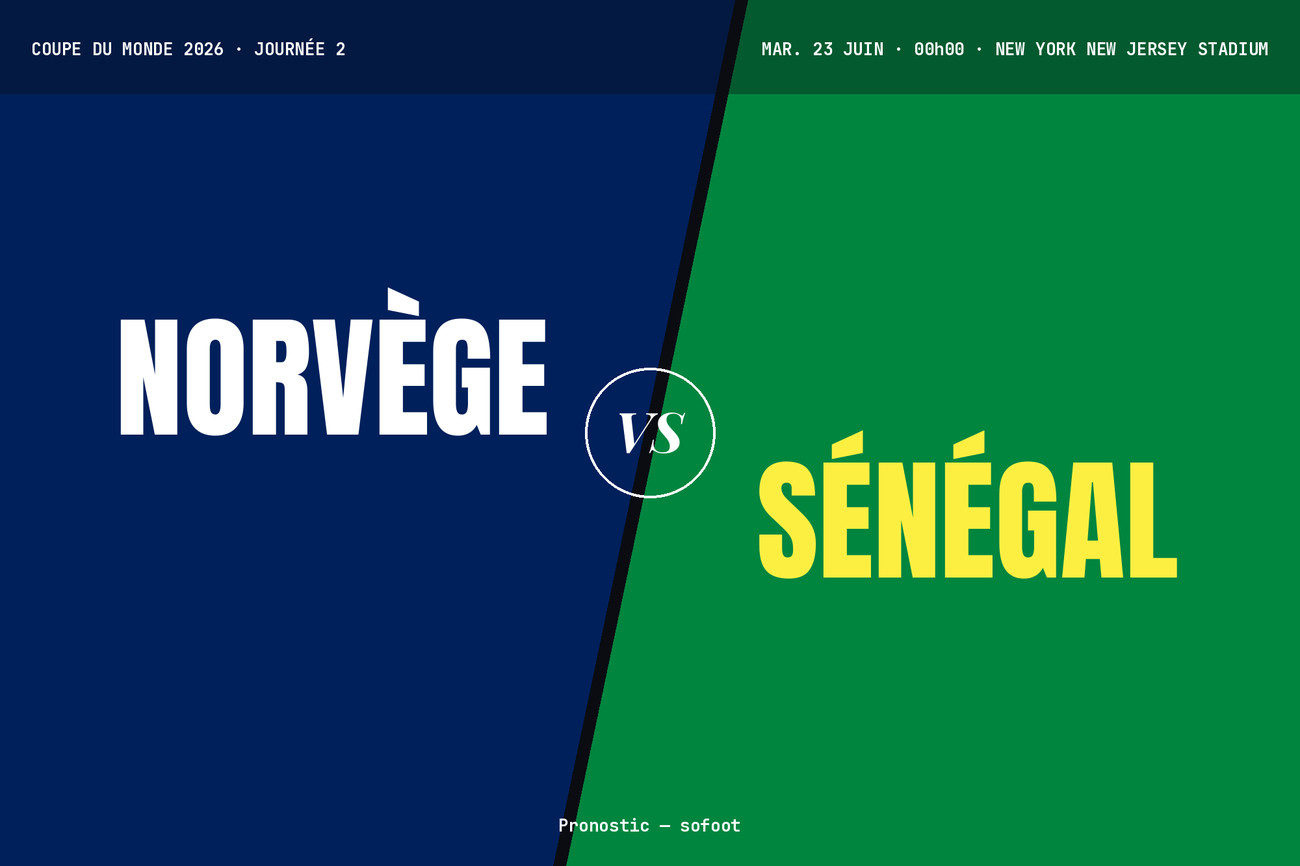 Pronostic Norvège Sénégal : analyse, cotes et prono Coupe du Monde 2026