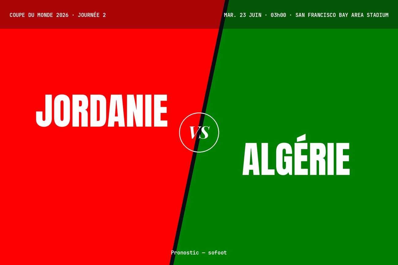 Pronostic Jordanie Algérie : analyse, cotes et prono Coupe du Monde 2026