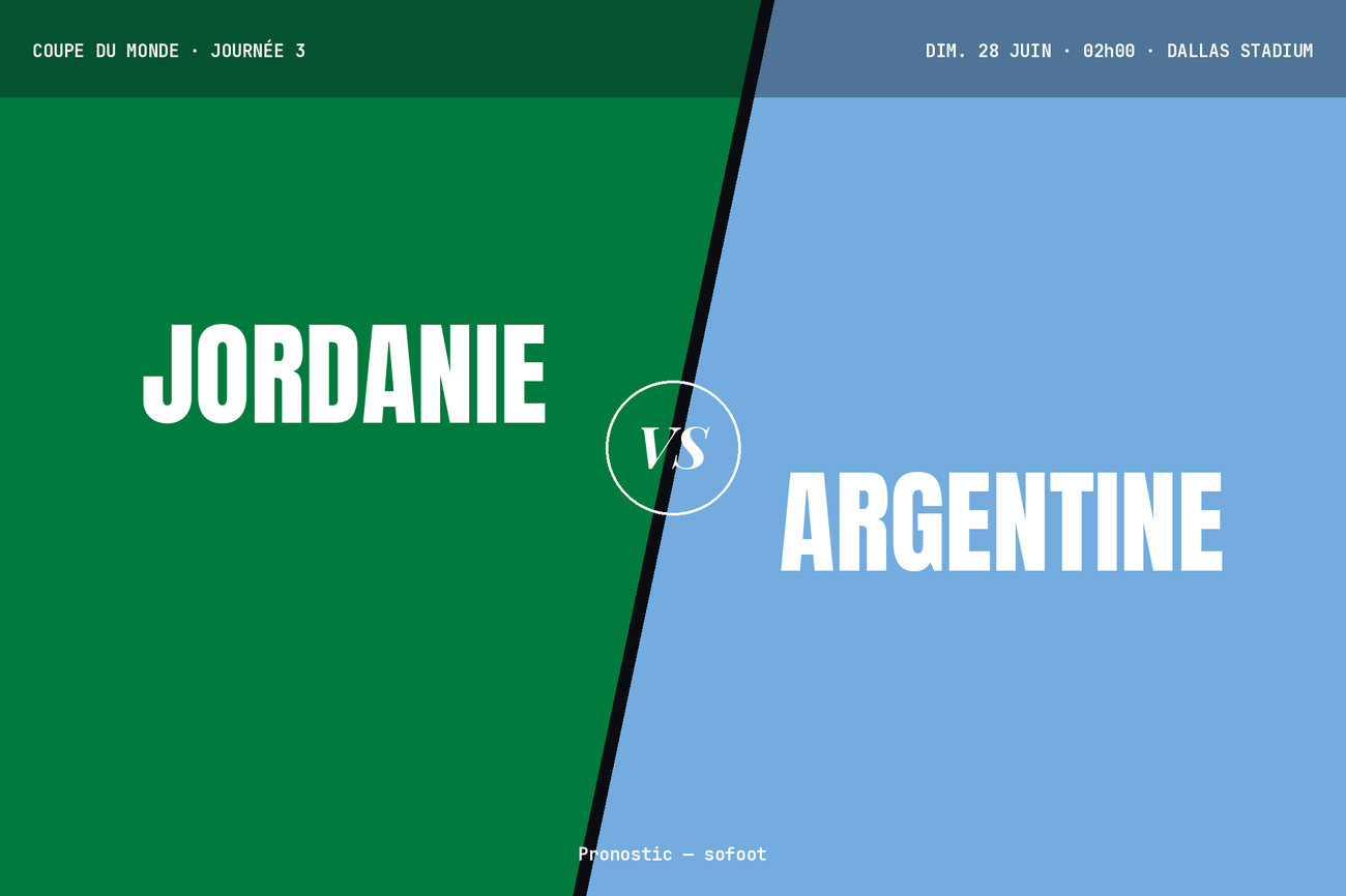 Pronostic Jordanie Argentine : analyse, cotes et prono Coupe du Monde 2026