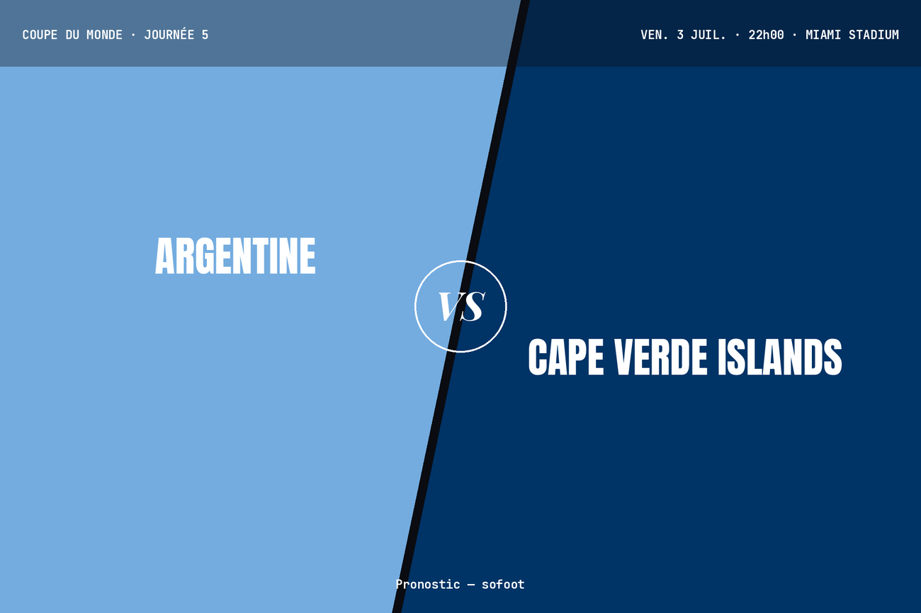 Pronostic Argentine Cap-Vert : analyse, cotes et prono Coupe du monde